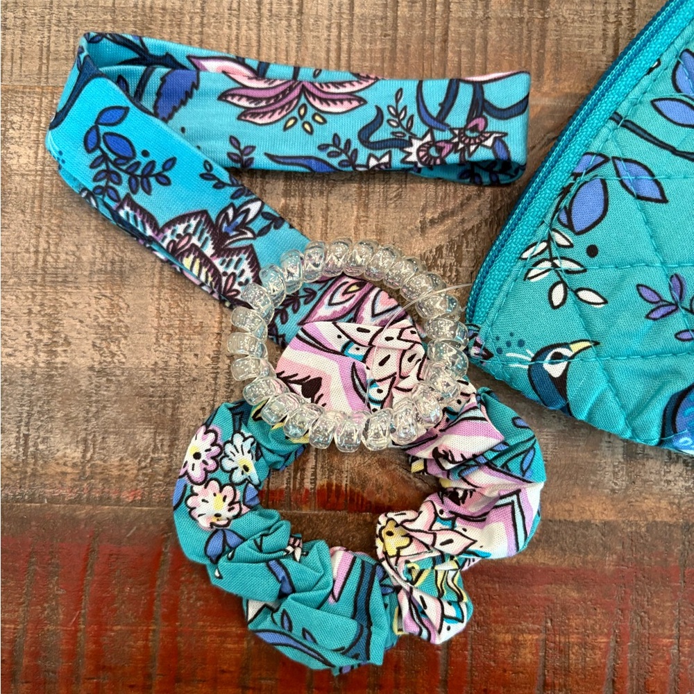 NEW Vera Bradley 4-Piece HAIR ACCESSORIES KIT in PEACOCK 🦚 GARDEN Cotton CASE! - Picture 2 of 6